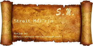 Streit Mária névjegykártya